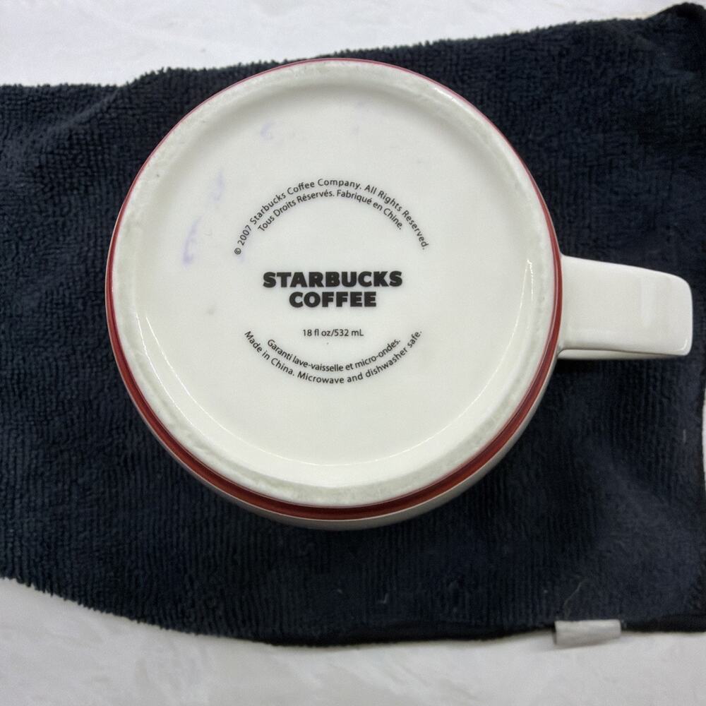 Starbucks Cup RED White Abbey Mug "Est 1971 Starbucks Coffee Co" 18 oz EUC - Picture 7 of 8